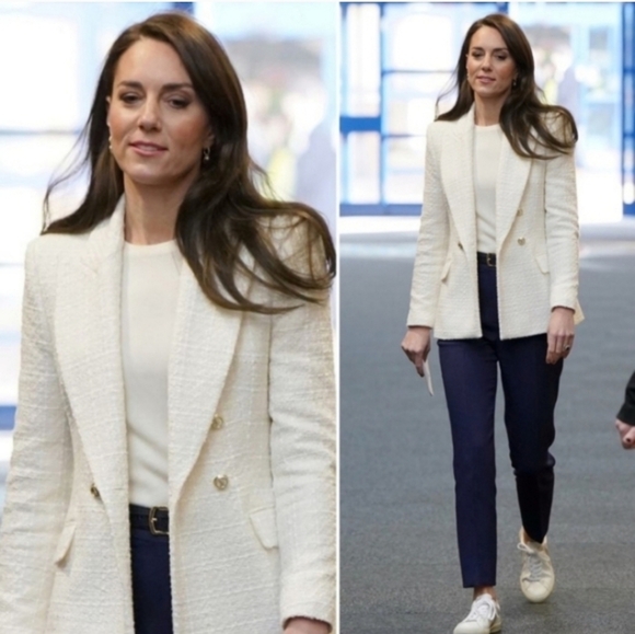 Zara Textured Double Breasted Tweed Blazer Kate Middleton  Size L - Picture 9 of 16